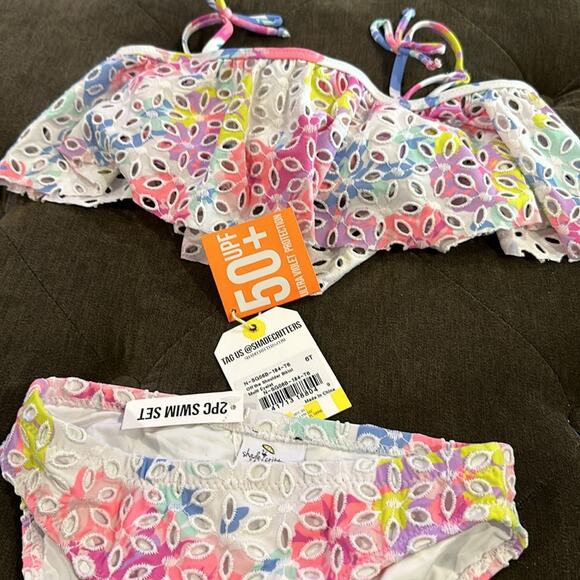 Shade Critters - Off the Shoulder 2 Piece Bikini - Floral Eyelet size 6T NWT - Picture 5 of 5